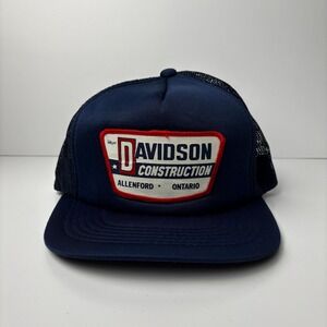 Vintage Davidson Patch 1980s Blue Trucker Snapback Hat Adjustable Biker